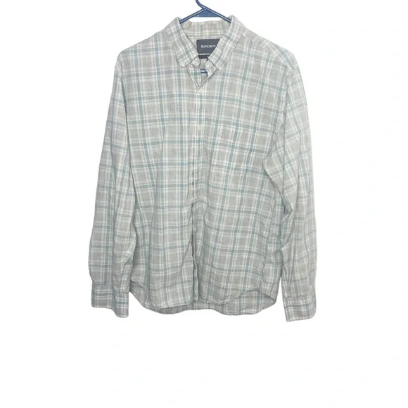 Bonobos men’s gray plaid shirt lightweight size large slim fit - Picture 4 of 5